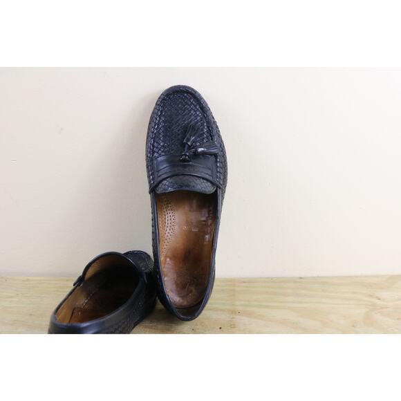 Allen Edmonds Shoes Mens 8 EE Black Leather Rimini Tassel Basket Weave Loafers - Picture 4 of 7